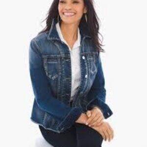Denim Jacket  Blue  Size XS 4 6 Fray Hem Chico's